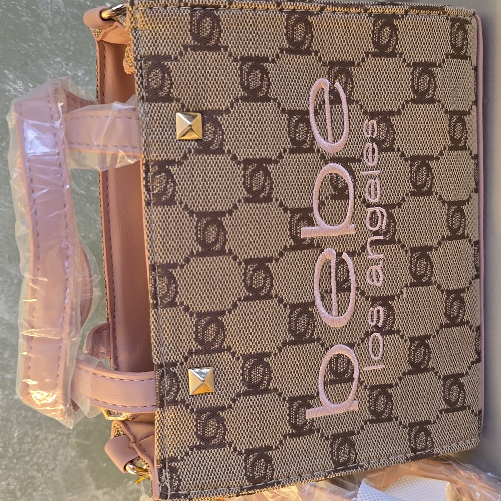 bebe Talulla Mini Satchel Blush Monogram Logo Crossbody Shoulder Bag NWT - Picture 3 of 12